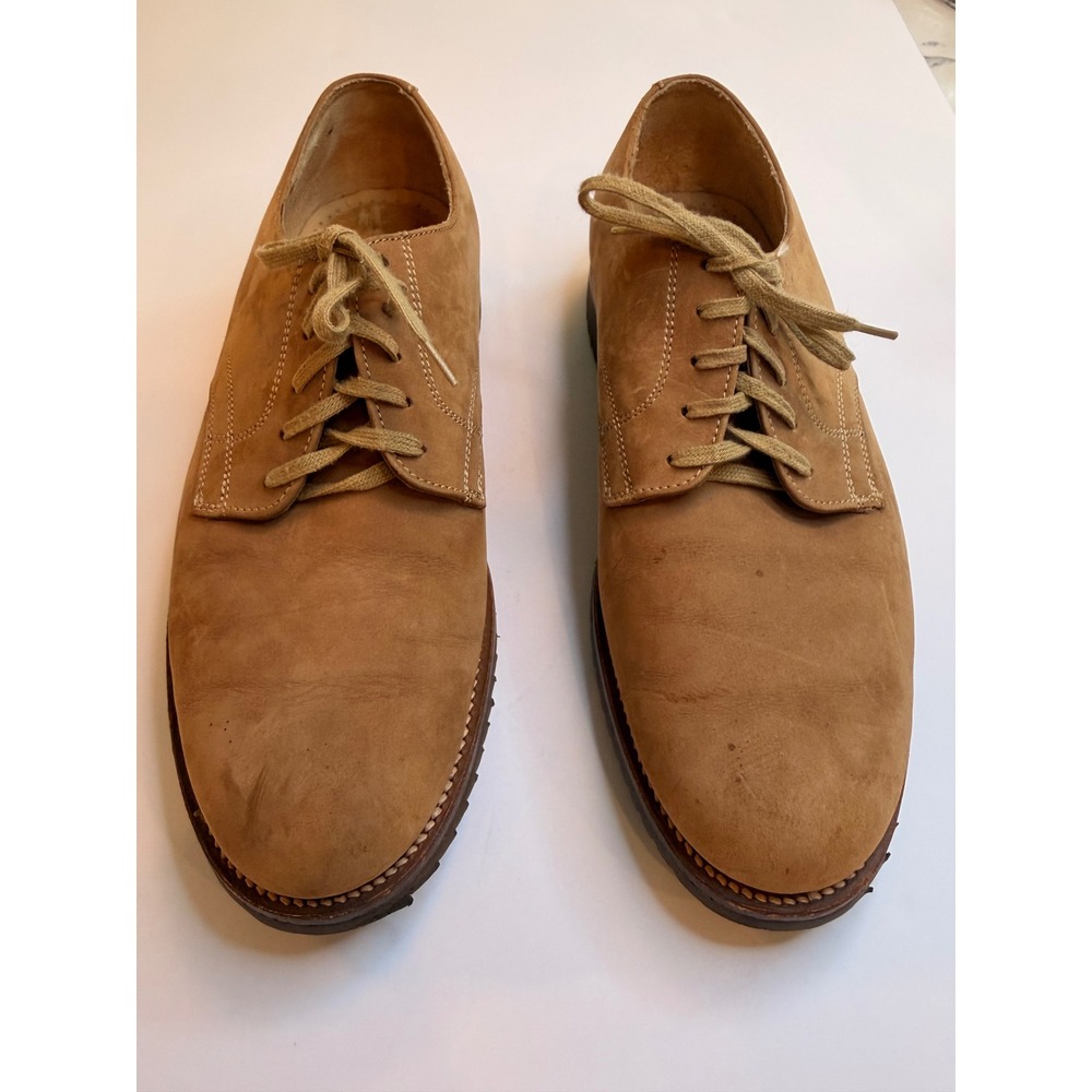 L.L.Bean Men's 9.5 D Suede Oxford Shoes Tan Vibram Gumlite Made in Mexico